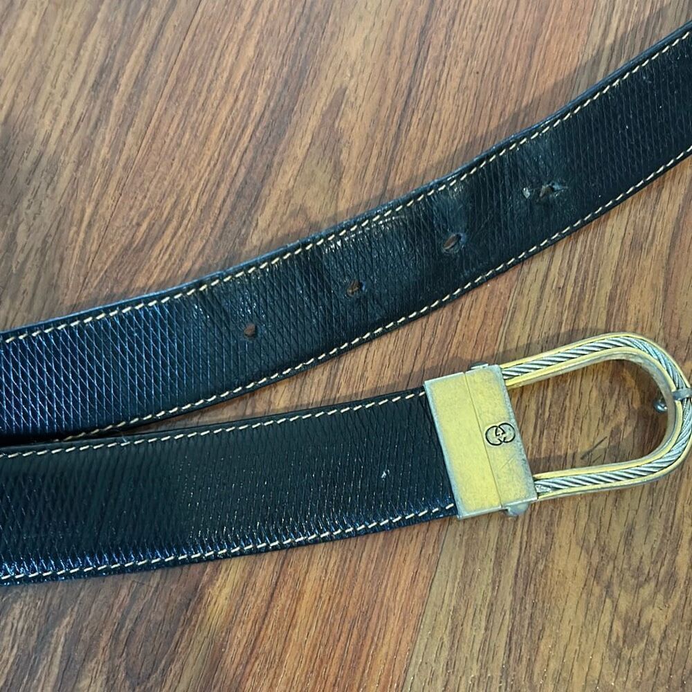 Vintage Gucci black men's leather belt size 40 - Picture 4 of 7